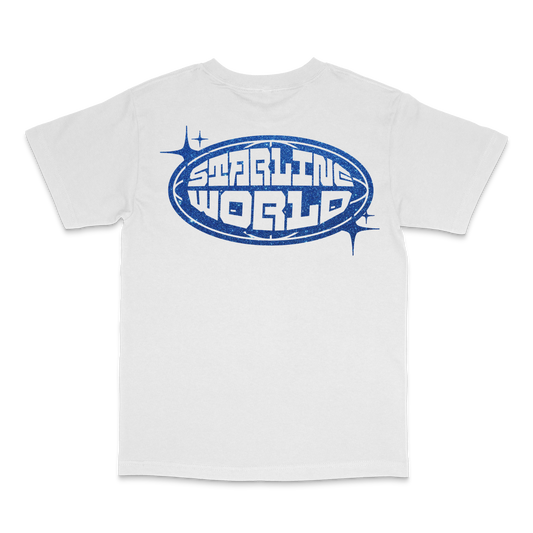 StarlineWorld (White-SPARKLY-Blue) Tee